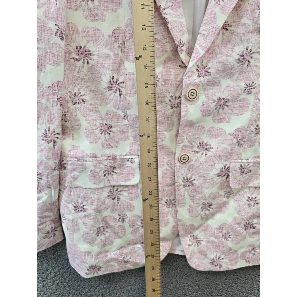 Tallia Linen Blend Slim Fit Printed Notch-Lapel Sport Coat Men's Pink/White L/S
